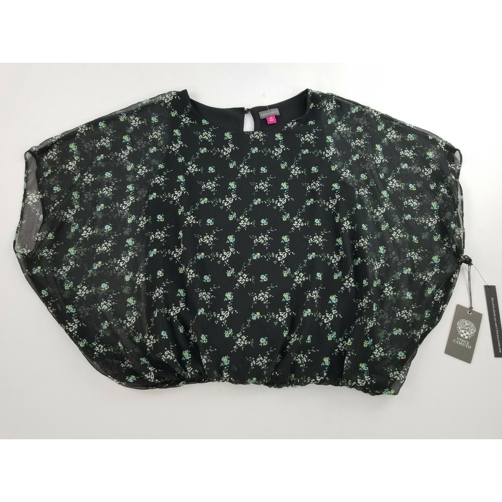 Vince Camuto women shirt top 9120192E Vivid Charm F1 rich black sz XXS $99